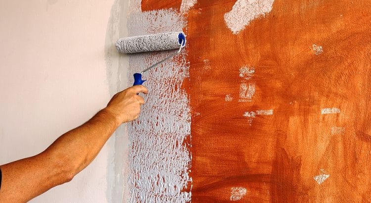 Paint roller being used to repaint